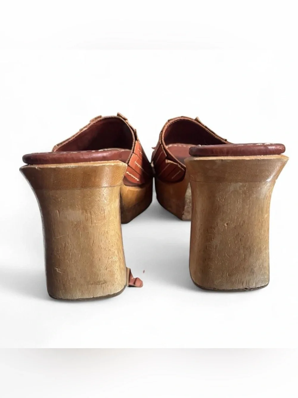 Vintage Y2K Two Lips Genuine Leather & Real Wood Pumps Size 9